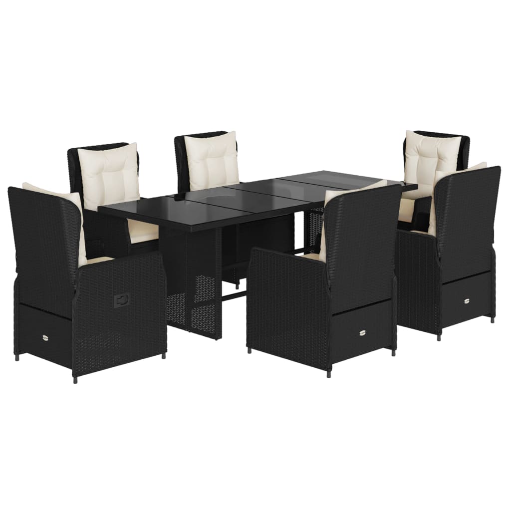 vidaXL Set mobilier de grădină cu perne, 7 piese, negru, poliratan vidaXL Set mobilier de grădină cu perne, 7 piese, negru, poliratan