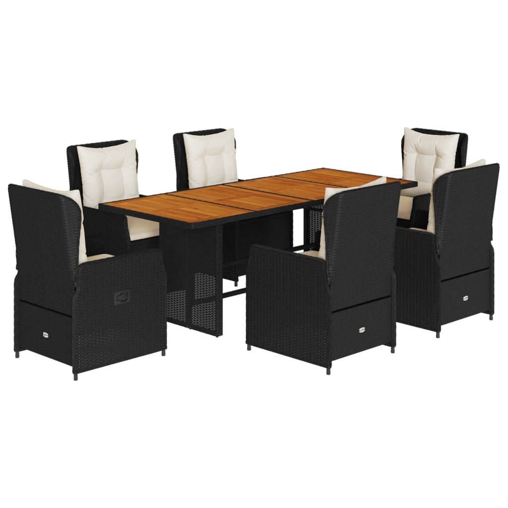 vidaXL Set mobilier de grădină cu perne, 7 piese, negru, poliratan vidaXL Set mobilier de grădină cu perne, 7 piese, negru, poliratan