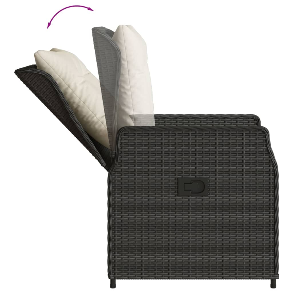 vidaXL Set mobilier de grădină cu perne, 7 piese, negru, poliratan vidaXL Set mobilier de grădină cu perne, 7 piese, negru, poliratan