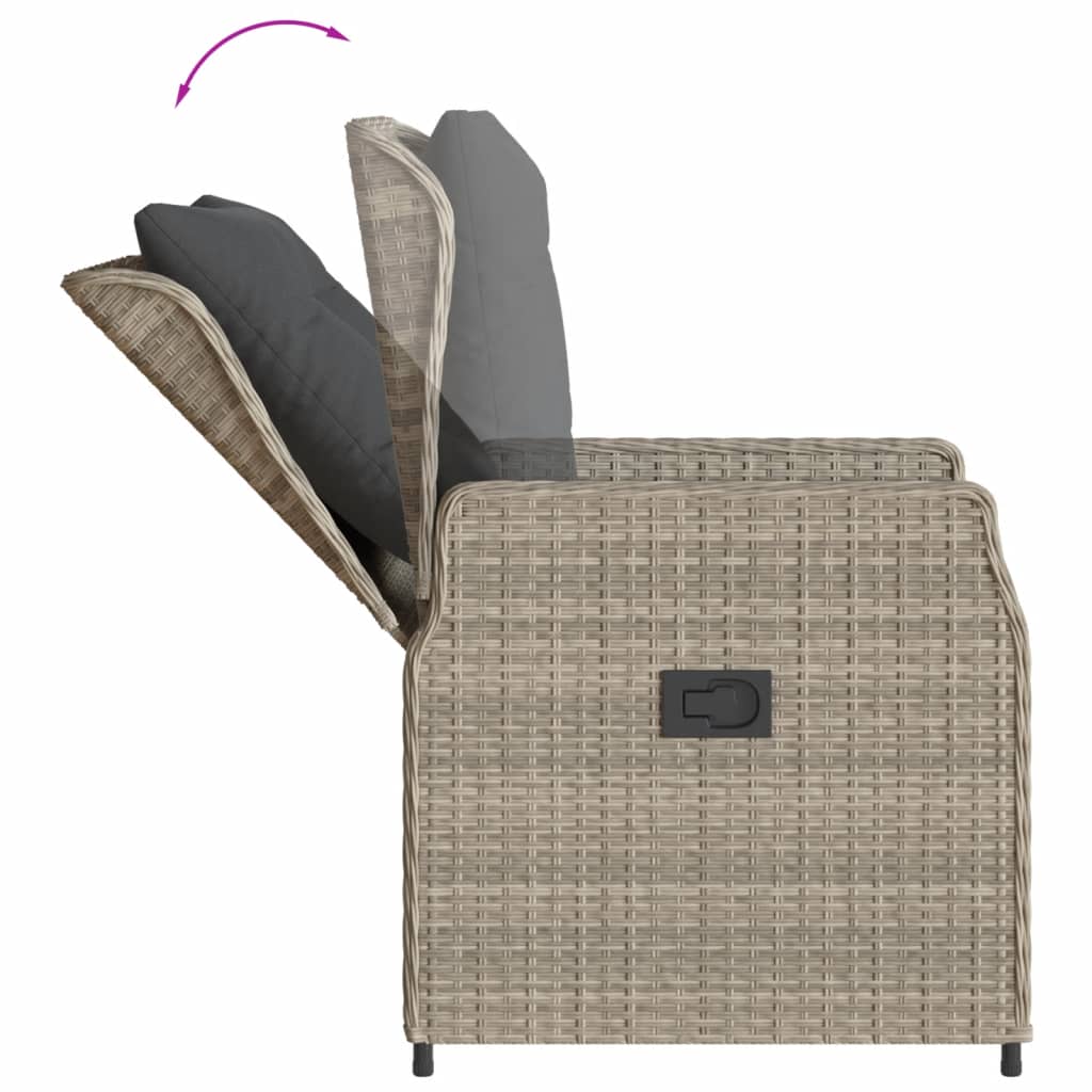 vidaXL Set mobilier grădină cu perne, 9 piese, gri deschis, poliratan