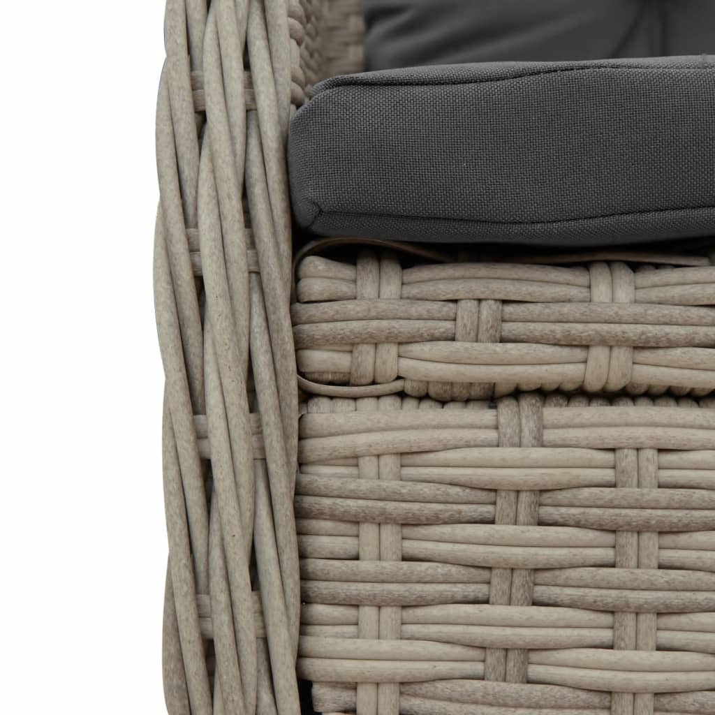 vidaXL Set mobilier grădină cu perne, 9 piese, gri deschis, poliratan