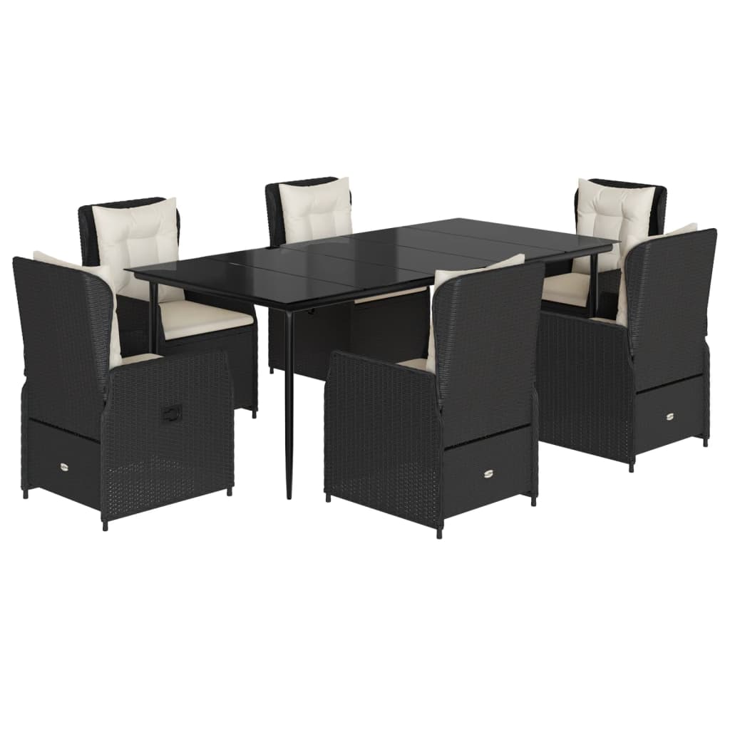 vidaXL Set mobilier de grădină cu perne, 7 piese, negru, poliratan vidaXL Set mobilier de grădină cu perne, 7 piese, negru, poliratan