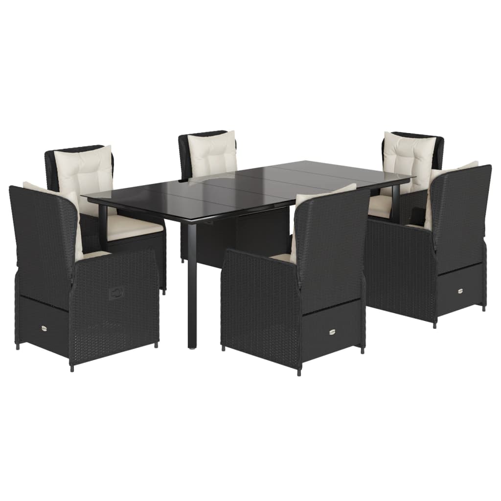 vidaXL Set mobilier de grădină cu perne, 7 piese, negru, poliratan vidaXL Set mobilier de grădină cu perne, 7 piese, negru, poliratan