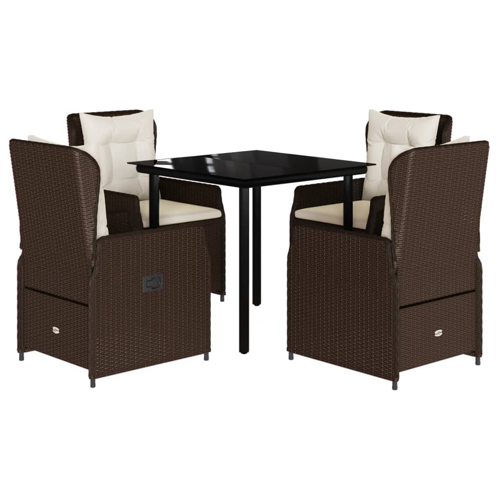 vidaXL Set mobilier de grădină, 5 piese, cu perne, maro, poliratan vidaXL Set mobilier de grădină, 5 piese, cu perne, maro, poliratan