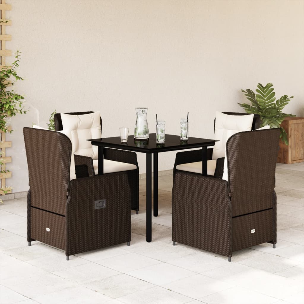vidaXL Set mobilier de grădină, 5 piese, cu perne, maro, poliratan vidaXL Set mobilier de grădină, 5 piese, cu perne, maro, poliratan