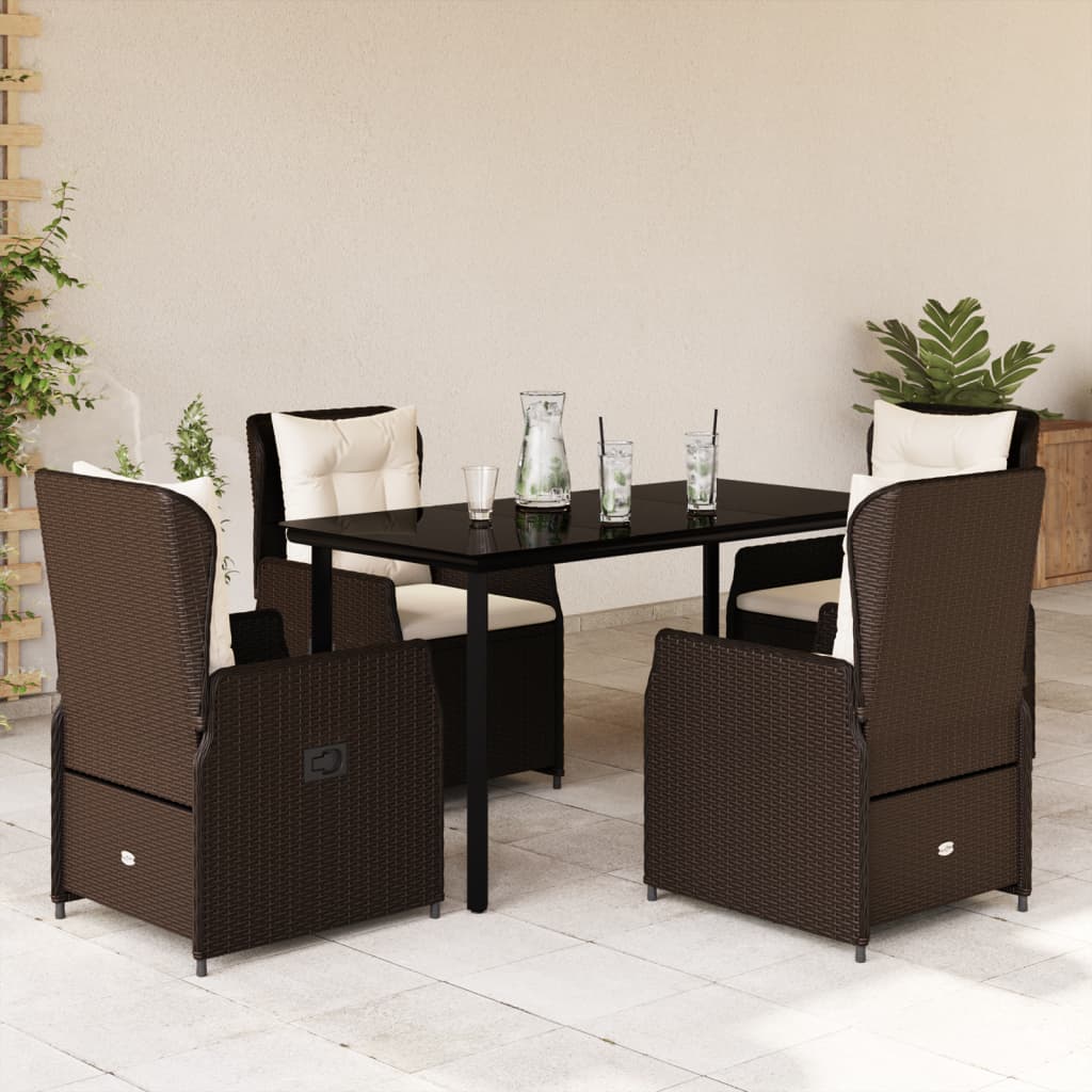 vidaXL Set mobilier de grădină, 5 piese, cu perne, maro, poliratan vidaXL Set mobilier de grădină, 5 piese, cu perne, maro, poliratan