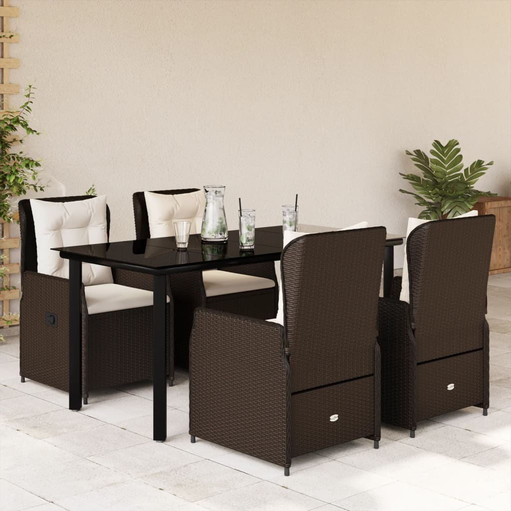 vidaXL Set mobilier de grădină, 5 piese, cu perne, maro, poliratan vidaXL Set mobilier de grădină, 5 piese, cu perne, maro, poliratan