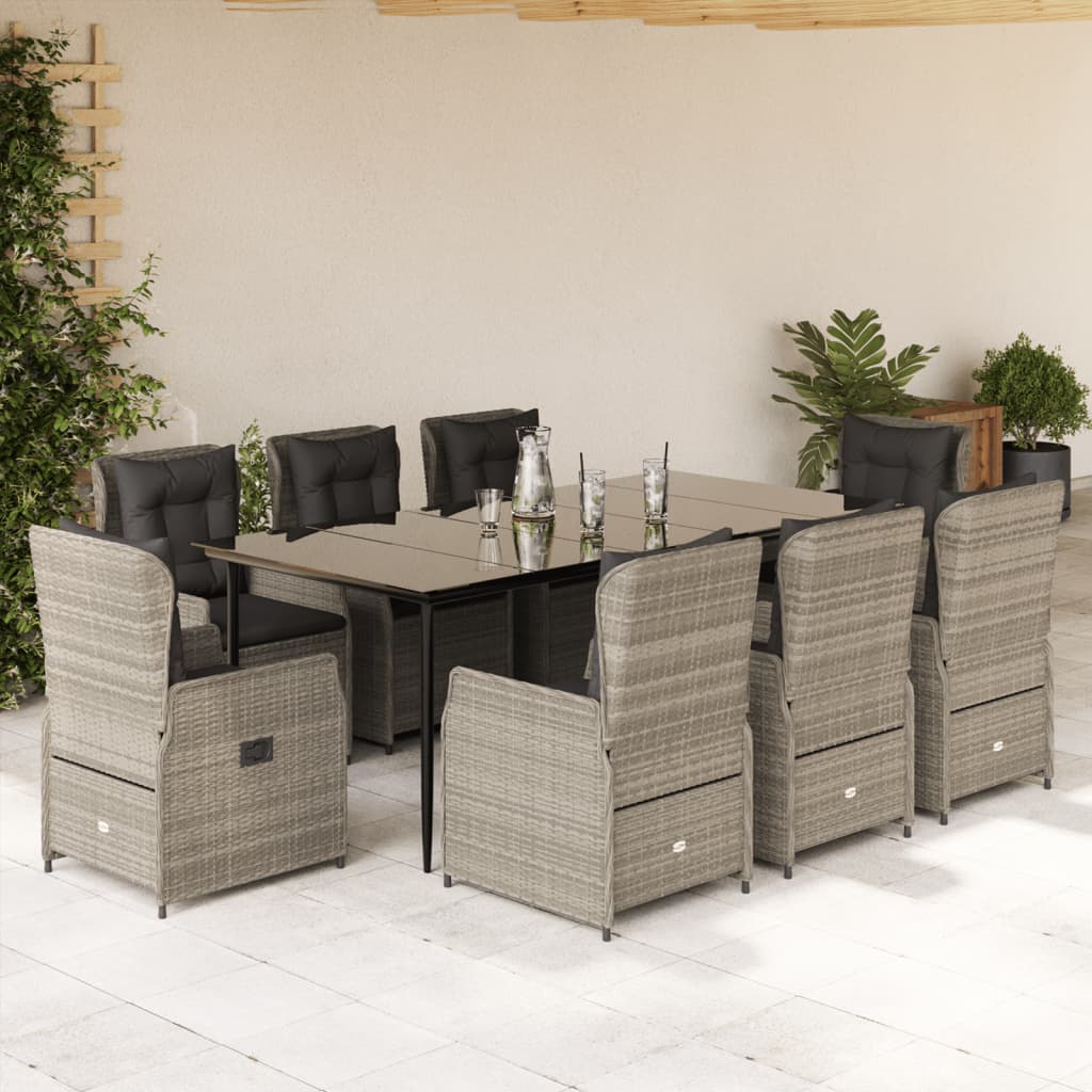 vidaXL Set mobilier grădină cu perne, 9 piese, gri deschis, poliratan vidaXL Set mobilier grădină cu perne, 9 piese, gri deschis, poliratan