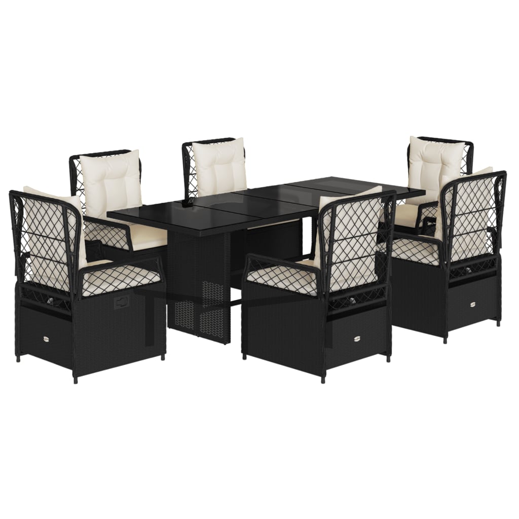 vidaXL Set mobilier de grădină cu perne, 7 piese, negru, poliratan vidaXL Set mobilier de grădină cu perne, 7 piese, negru, poliratan