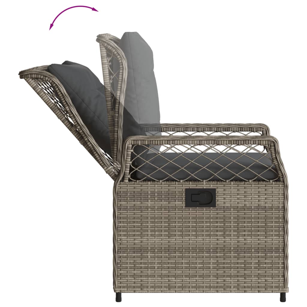 vidaXL Set mobilier grădină cu perne, 9 piese, gri, poliratan