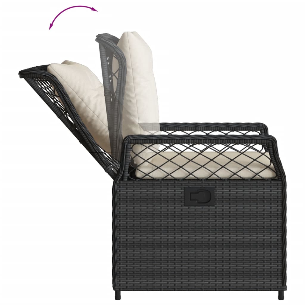 vidaXL Set mobilier de grădină cu perne, 9 piese, negru, poliratan vidaXL Set mobilier de grădină cu perne, 9 piese, negru, poliratan