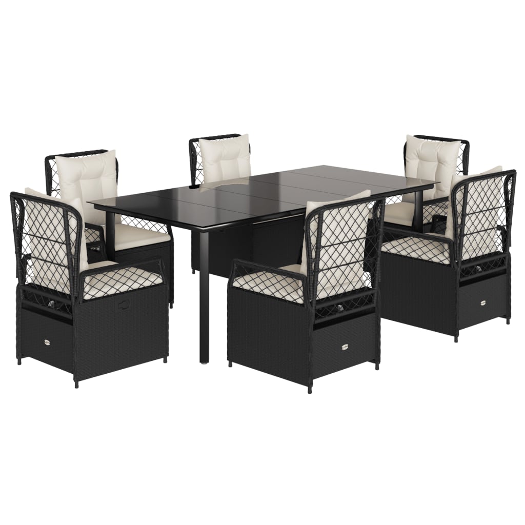 vidaXL Set mobilier de grădină cu perne, 7 piese, negru, poliratan vidaXL Set mobilier de grădină cu perne, 7 piese, negru, poliratan