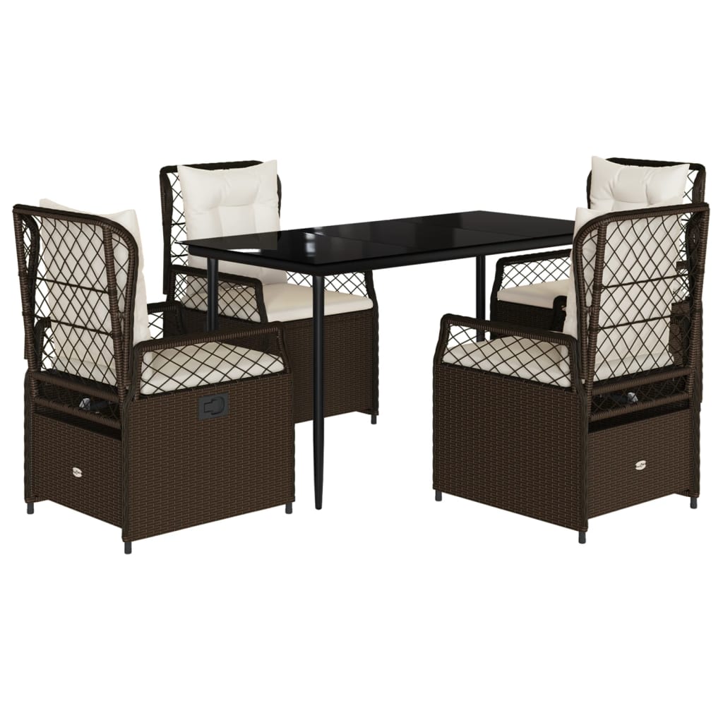 vidaXL Set mobilier de grădină, 5 piese, cu perne, maro, poliratan vidaXL Set mobilier de grădină, 5 piese, cu perne, maro, poliratan