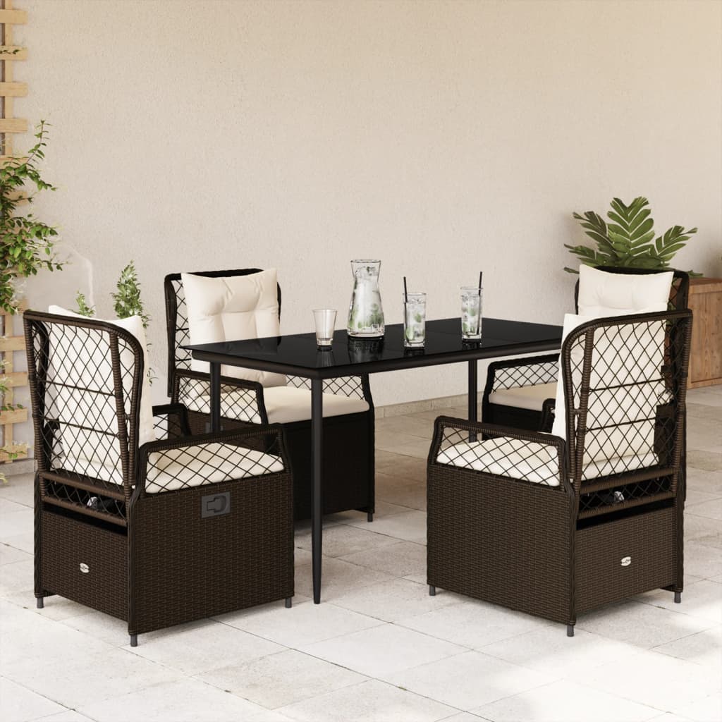 vidaXL Set mobilier de grădină, 5 piese, cu perne, maro, poliratan vidaXL Set mobilier de grădină, 5 piese, cu perne, maro, poliratan