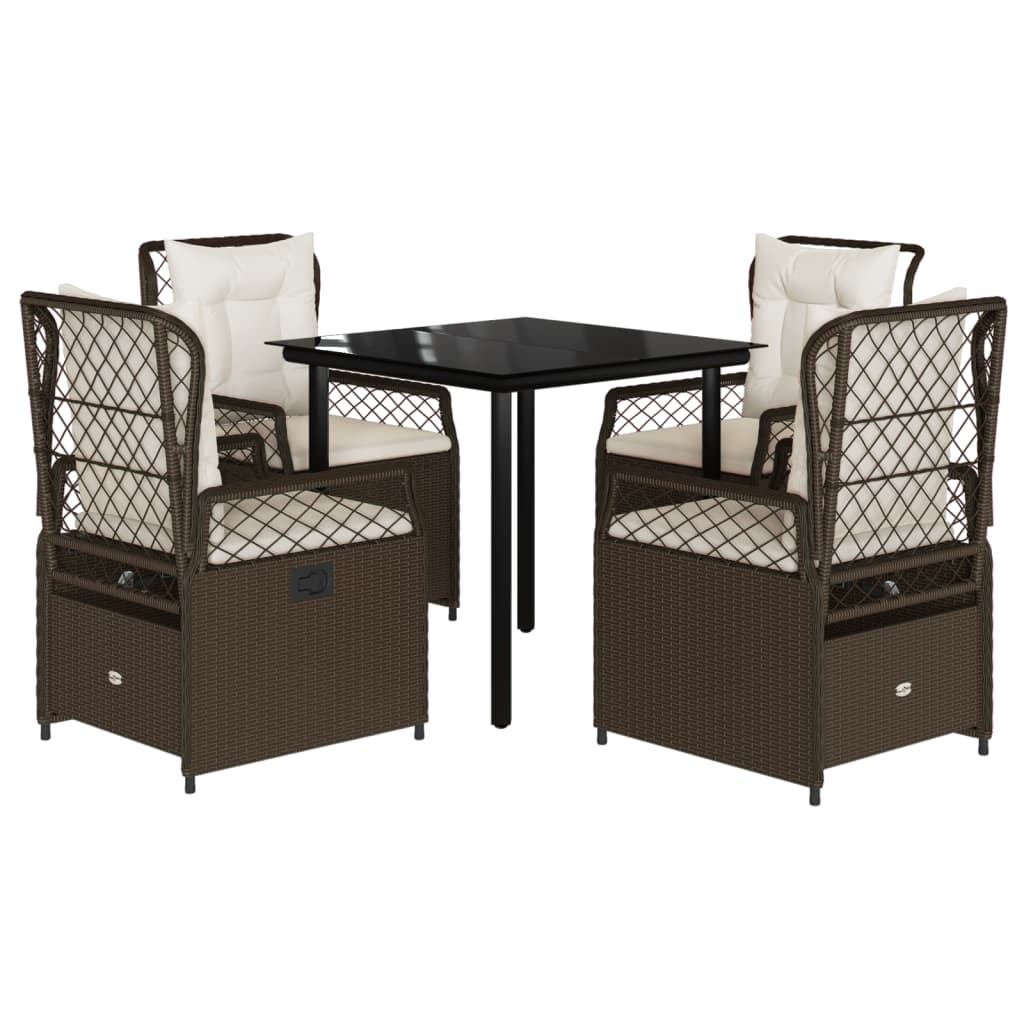 vidaXL Set mobilier de grădină, 5 piese, cu perne, maro, poliratan vidaXL Set mobilier de grădină, 5 piese, cu perne, maro, poliratan