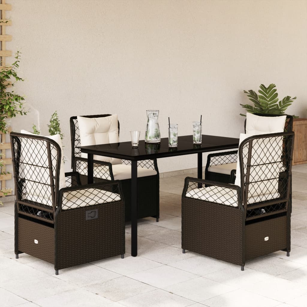 vidaXL Set mobilier de grădină, 5 piese, cu perne, maro, poliratan vidaXL Set mobilier de grădină, 5 piese, cu perne, maro, poliratan