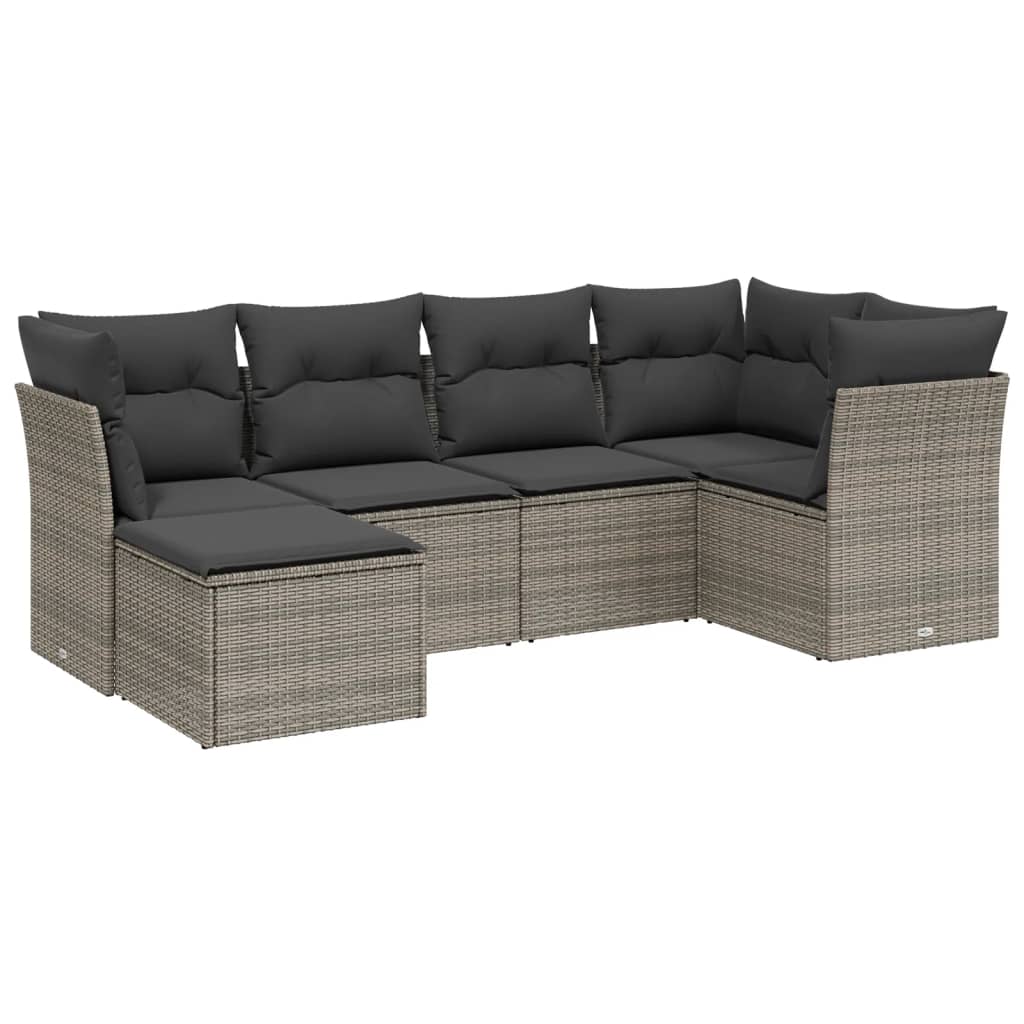 vidaXL Set mobilier grădină cu perne, 6 piese, gri, poliratan
