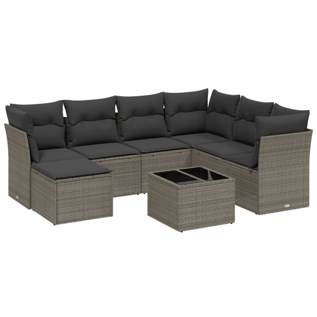 vidaXL Set mobilier de grădină cu perne, 8 piese gri deschis poliratan