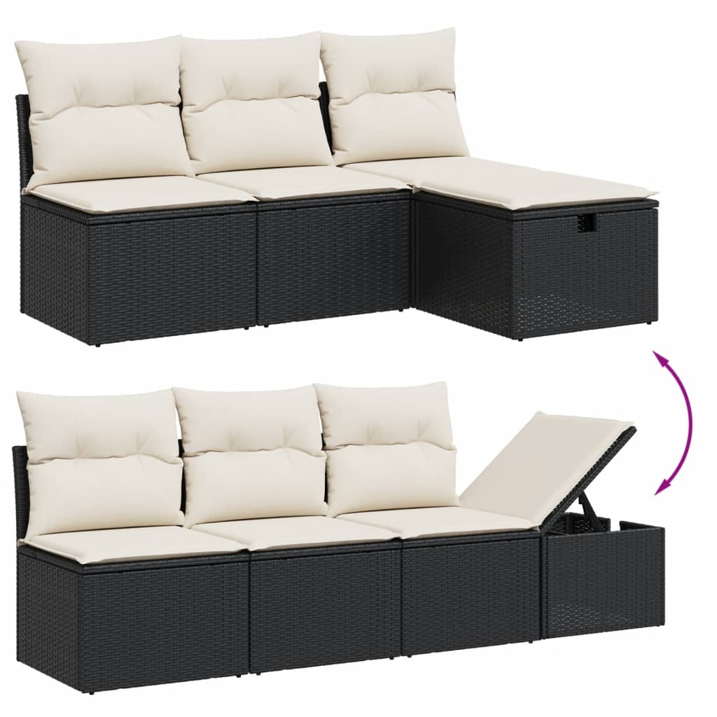 vidaXL Set mobilier de grădină cu perne, 9 piese, negru, poliratan vidaXL Set mobilier de grădină cu perne, 9 piese, negru, poliratan