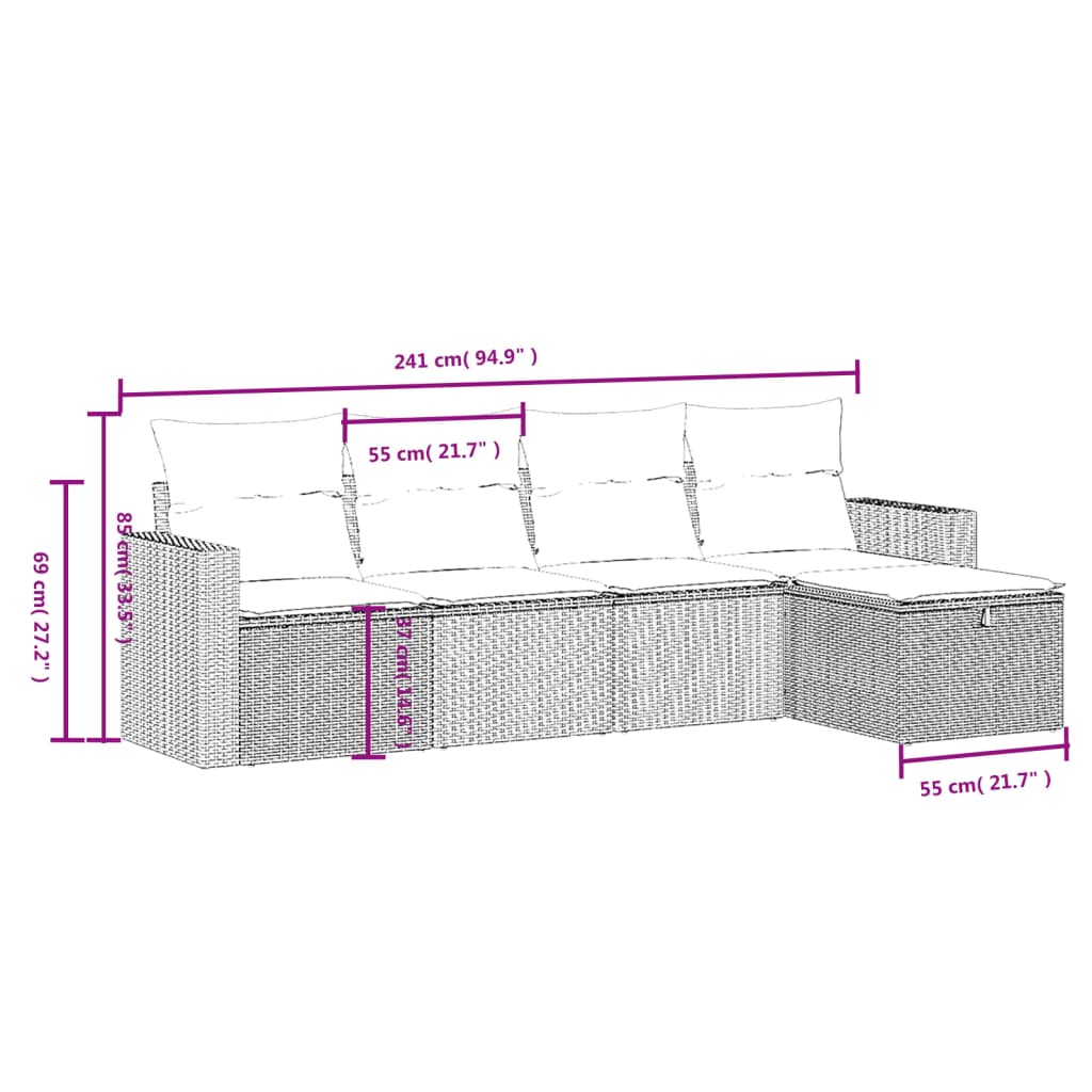vidaXL Set canapele de grădină cu perne, 5 piese gri deschis poliratan vidaXL Set canapele de grădină cu perne, 5 piese gri deschis poliratan
