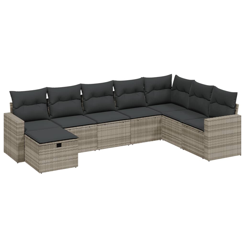 vidaXL Set mobilier de grădină cu perne, 8 piese gri deschis poliratan vidaXL Set mobilier de grădină cu perne, 8 piese gri deschis poliratan