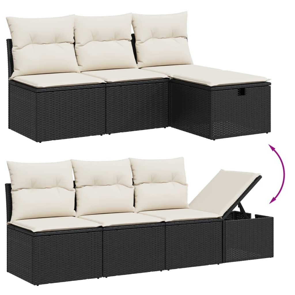 vidaXL Set mobilier de grădină cu perne, 9 piese, negru, poliratan vidaXL Set mobilier de grădină cu perne, 9 piese, negru, poliratan