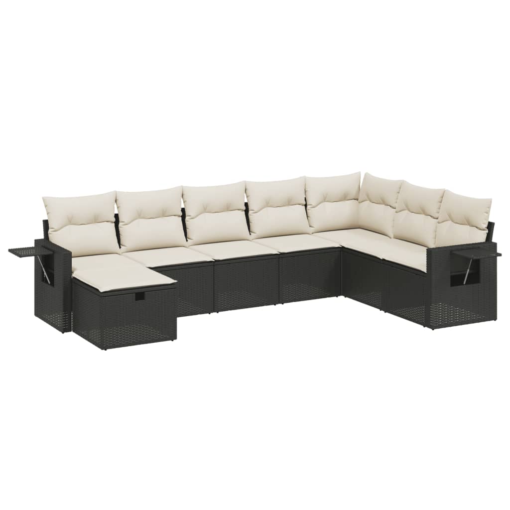 vidaXL Set mobilier de grădină cu perne, 8 piese, negru, poliratan vidaXL Set mobilier de grădină cu perne, 8 piese, negru, poliratan