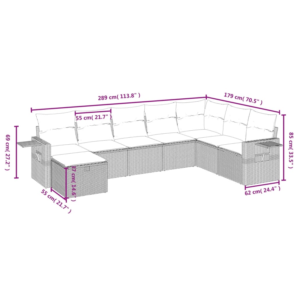 vidaXL Set mobilier de grădină cu perne, 8 piese, negru, poliratan vidaXL Set mobilier de grădină cu perne, 8 piese, negru, poliratan