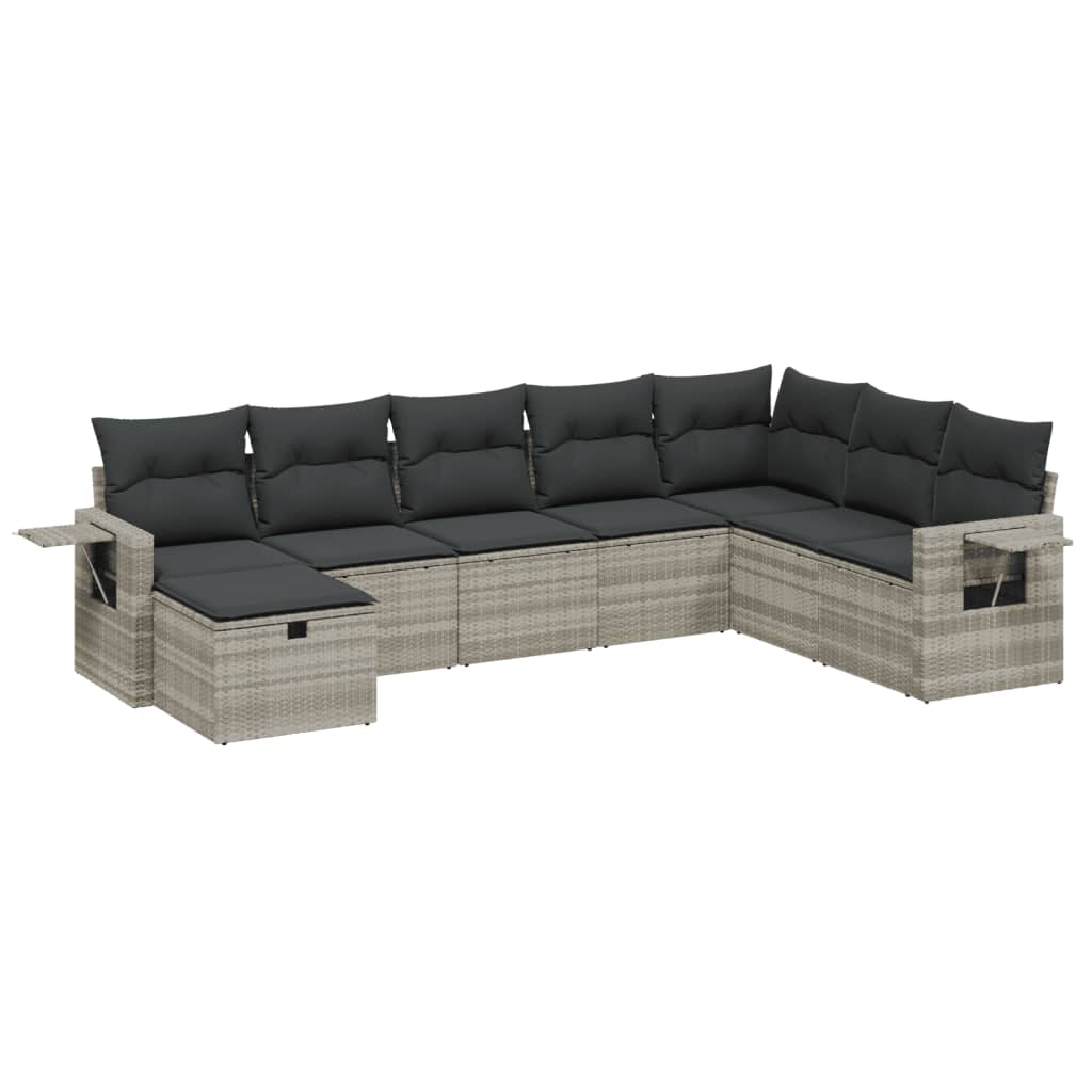 vidaXL Set mobilier de grădină cu perne, 8 piese gri deschis poliratan vidaXL Set mobilier de grădină cu perne, 8 piese gri deschis poliratan