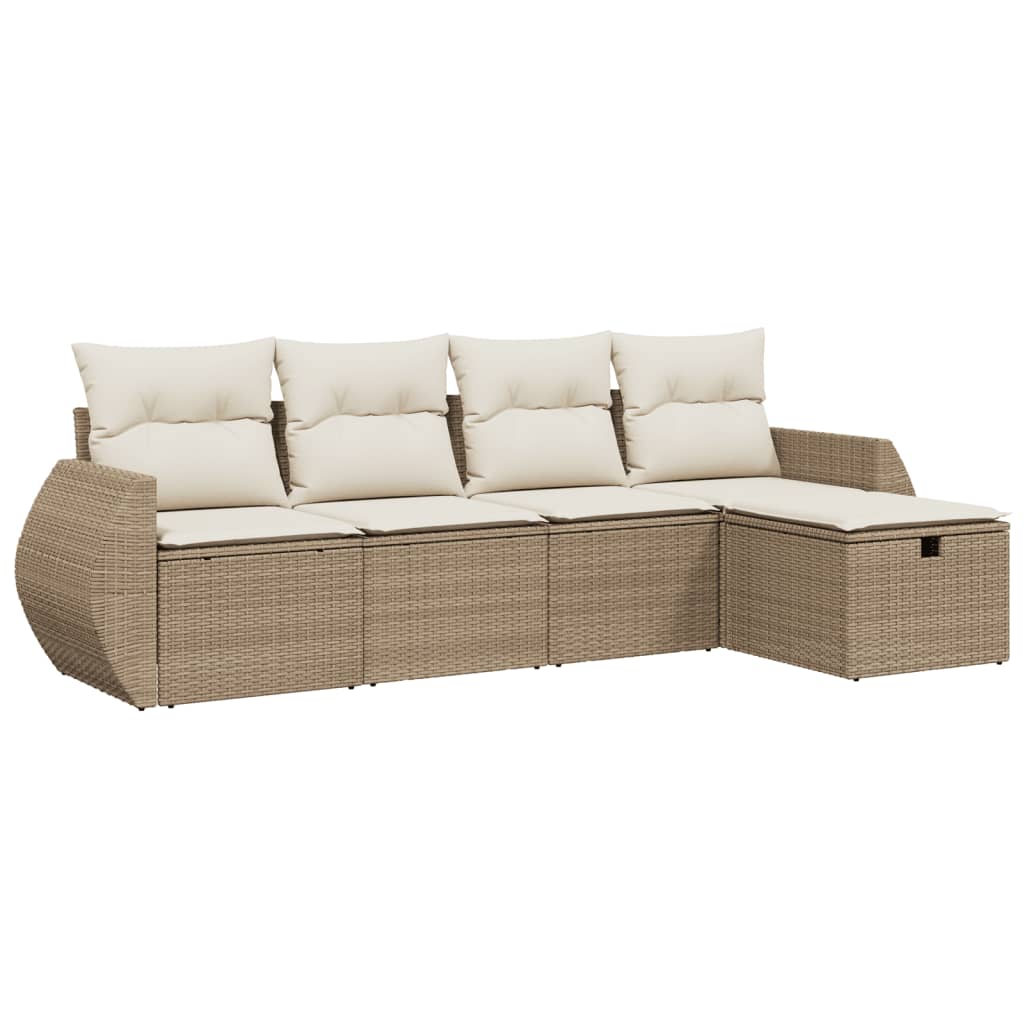 vidaXL Set canapele de grădină cu perne, 5 piese, bej, poliratan vidaXL Set canapele de grădină cu perne, 5 piese, bej, poliratan