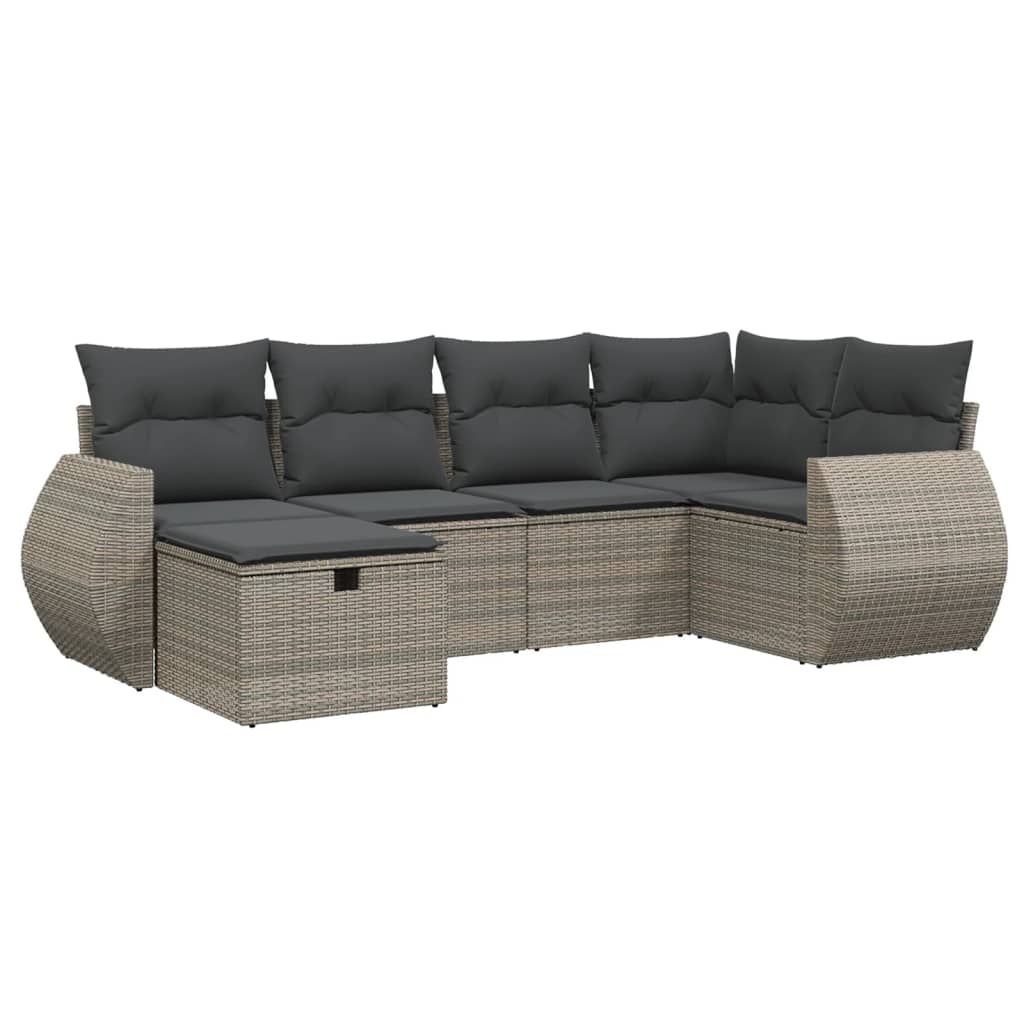 vidaXL Set mobilier grădină cu perne, 6 piese, gri, poliratan