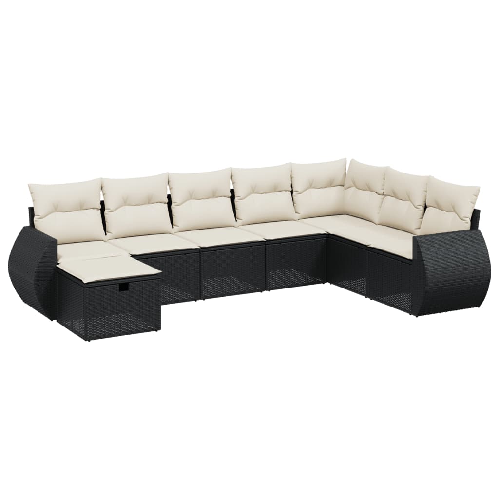 vidaXL Set mobilier de grădină cu perne, 8 piese, negru, poliratan vidaXL Set mobilier de grădină cu perne, 8 piese, negru, poliratan