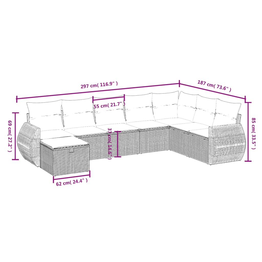 vidaXL Set mobilier de grădină cu perne, 8 piese gri deschis poliratan vidaXL Set mobilier de grădină cu perne, 8 piese gri deschis poliratan