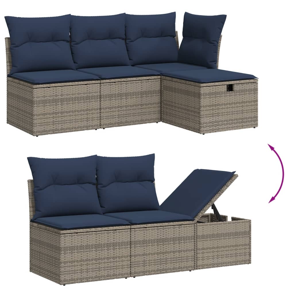 vidaXL Set mobilier grădină cu perne, 6 piese, gri, poliratan vidaXL Set mobilier grădină cu perne, 6 piese, gri, poliratan