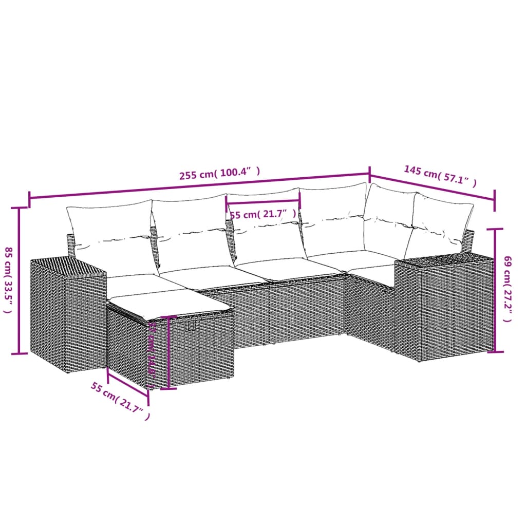 vidaXL Set mobilier grădină cu perne, 6 piese, gri, poliratan vidaXL Set mobilier grădină cu perne, 6 piese, gri, poliratan