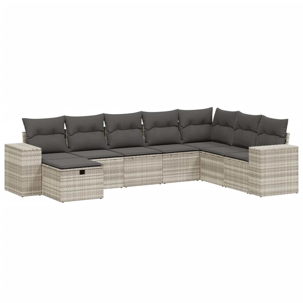 vidaXL Set mobilier de grădină cu perne, 8 piese gri deschis poliratan vidaXL Set mobilier de grădină cu perne, 8 piese gri deschis poliratan