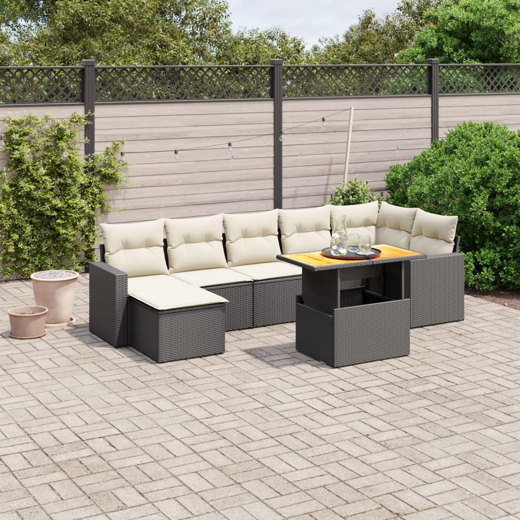 vidaXL Set mobilier de grădină cu perne, 8 piese, negru, poliratan vidaXL Set mobilier de grădină cu perne, 8 piese, negru, poliratan