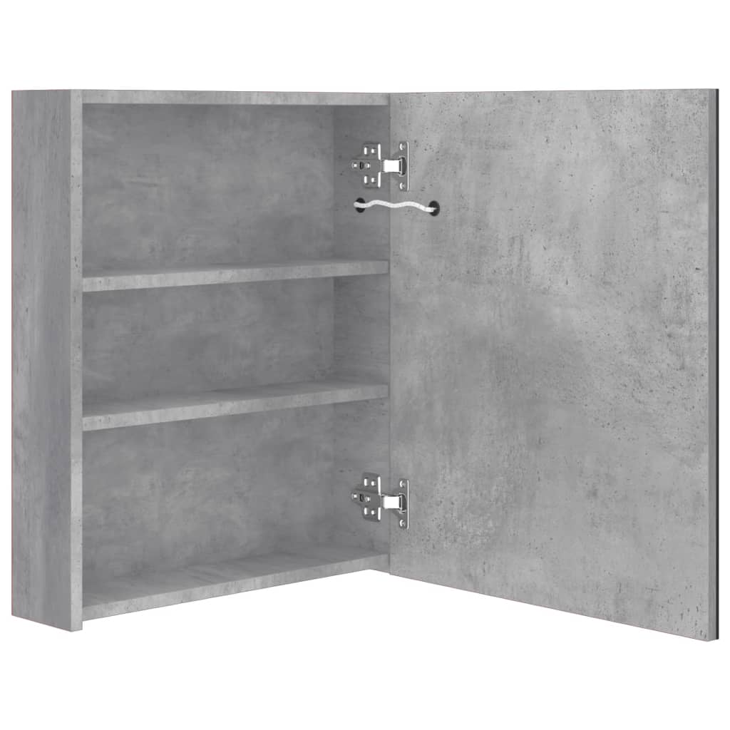 vidaXL Dulap de baie cu oglindă și LED, gri beton, 50x14x60 cm vidaXL Dulap de baie cu oglindă și LED, gri beton, 50x14x60 cm