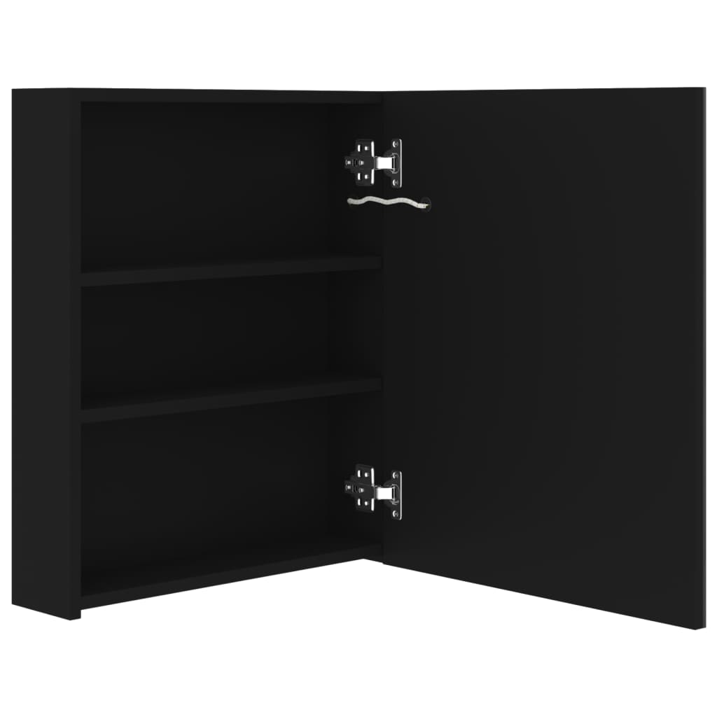 vidaXL Dulap de baie cu oglindă și LED, negru, 50x14x60 cm vidaXL Dulap de baie cu oglindă și LED, negru, 50x14x60 cm