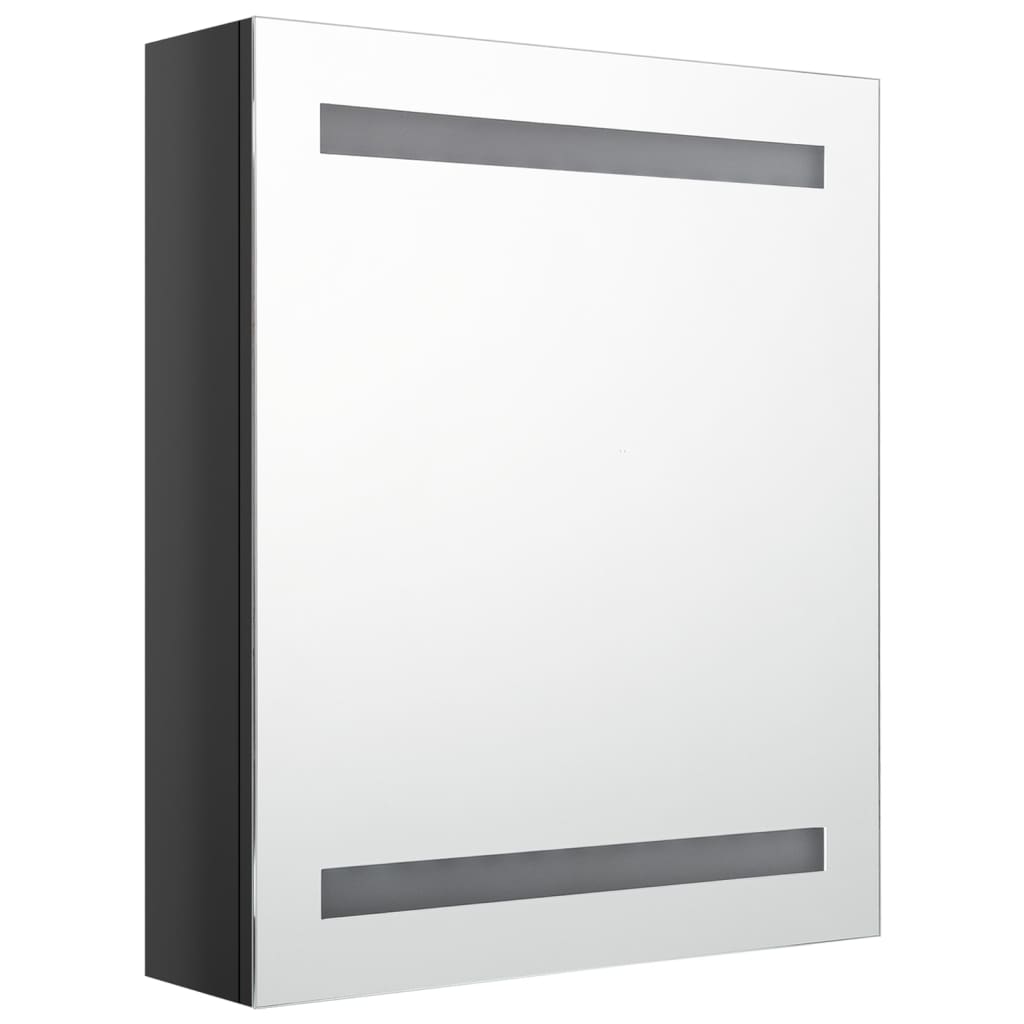 vidaXL Dulap de baie cu oglindă și LED, negru strălucitor, 50x14x60 cm