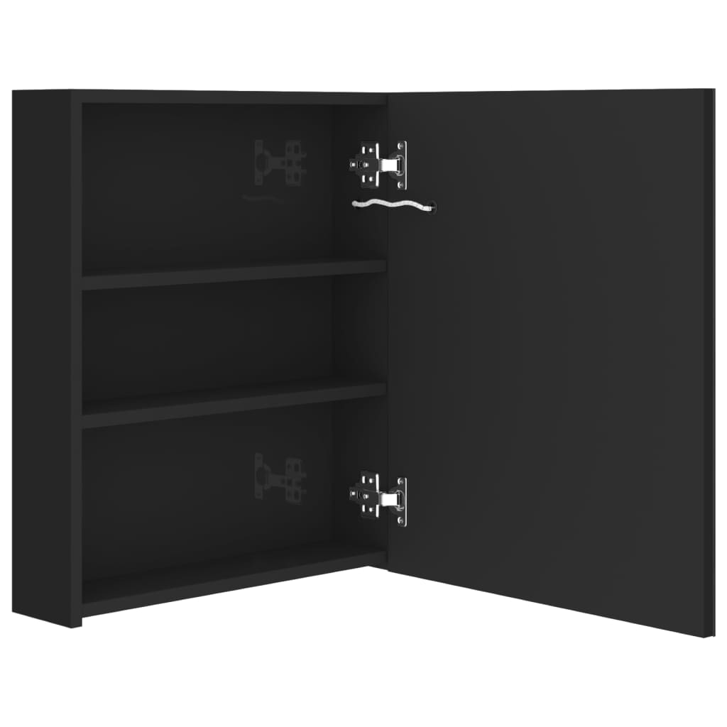 vidaXL Dulap de baie cu oglindă și LED, negru strălucitor, 50x14x60 cm