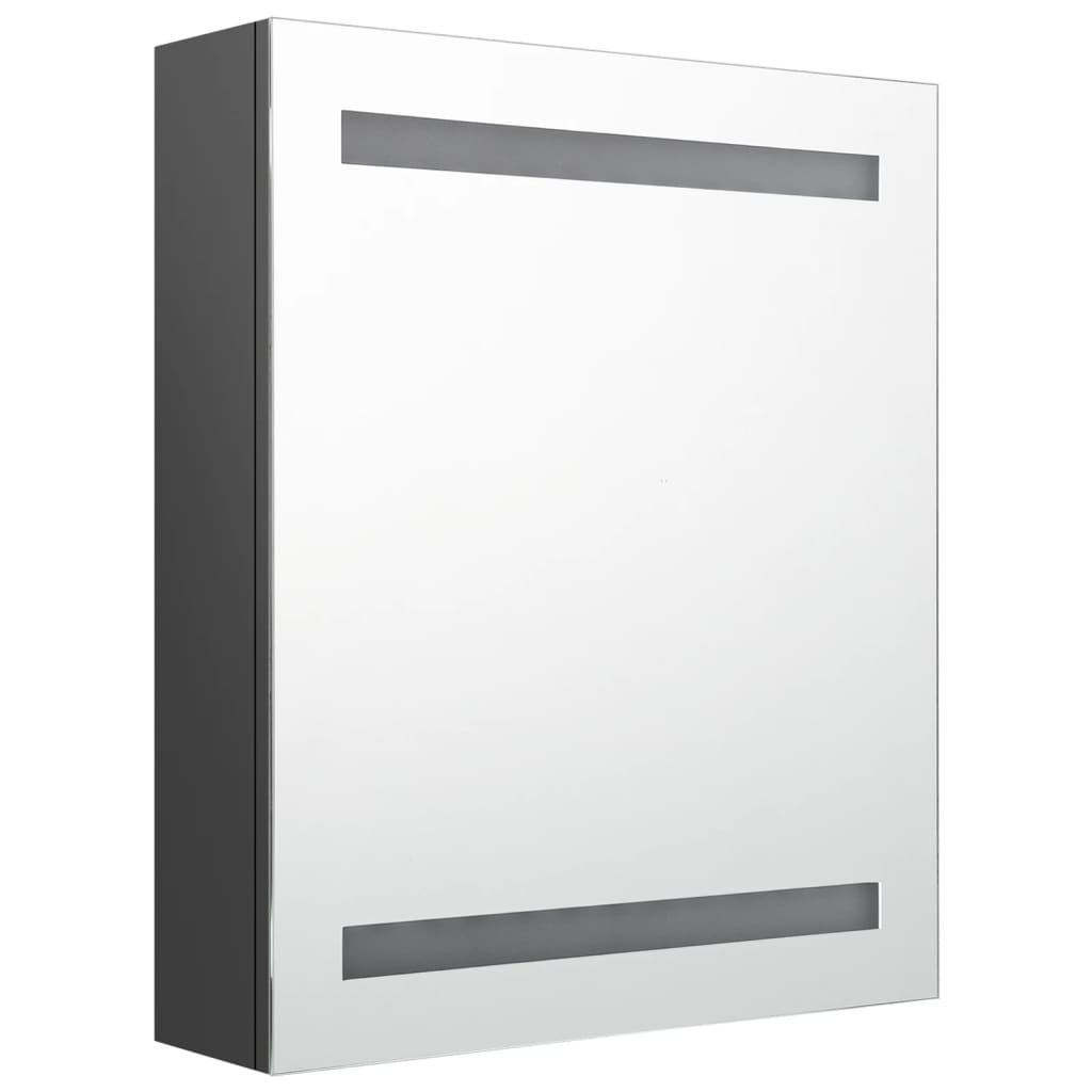 vidaXL Dulap de baie cu oglindă și LED-uri, gri, 50x14x60 cm vidaXL Dulap de baie cu oglindă și LED-uri, gri, 50x14x60 cm