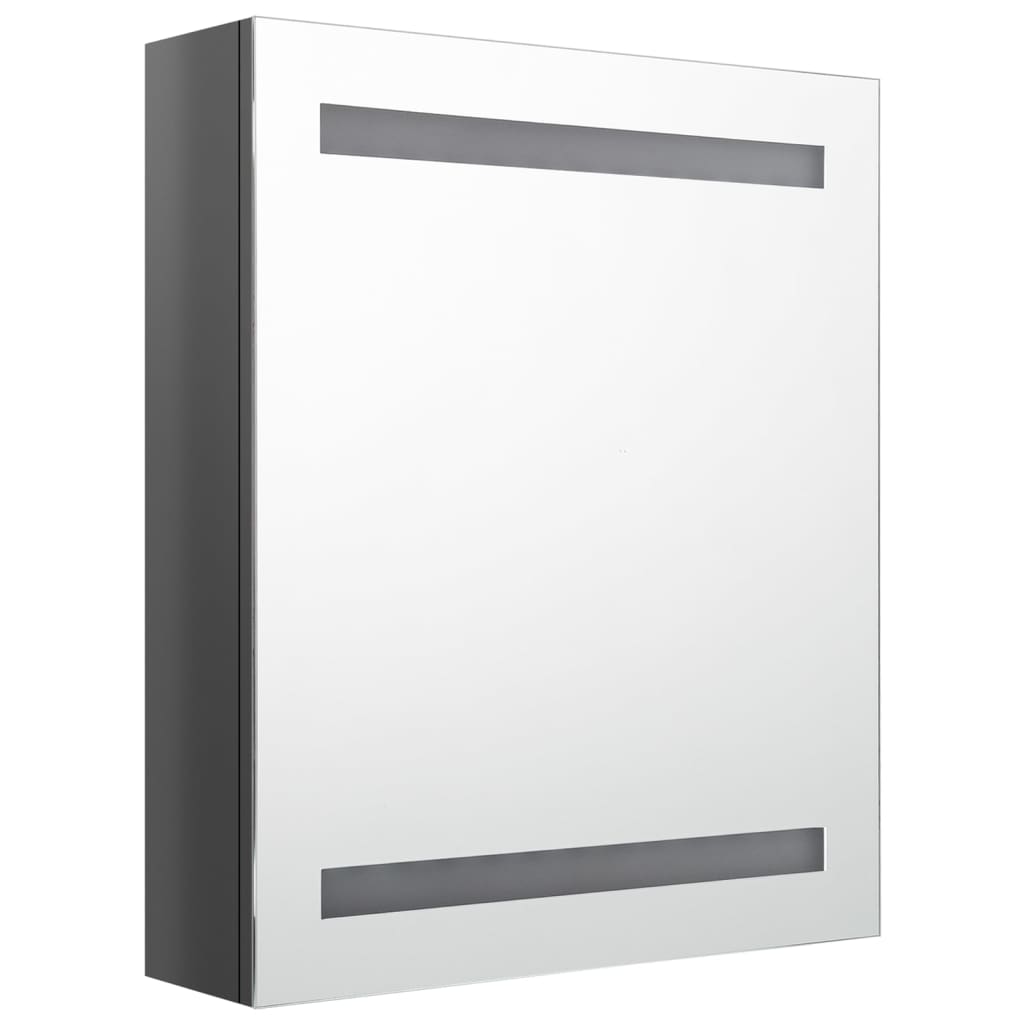 vidaXL Dulap de baie cu oglindă și LED, gri strălucitor, 50x14x60 cm vidaXL Dulap de baie cu oglindă și LED, gri strălucitor, 50x14x60 cm