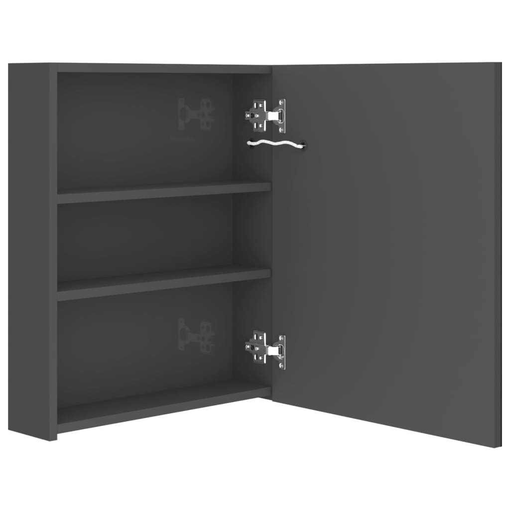 vidaXL Dulap de baie cu oglindă și LED, gri strălucitor, 50x14x60 cm vidaXL Dulap de baie cu oglindă și LED, gri strălucitor, 50x14x60 cm