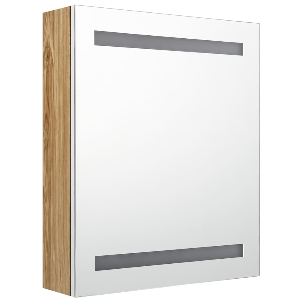 vidaXL Dulap de baie cu oglindă și LED, alb și stejar, 50x14x60 cm vidaXL Dulap de baie cu oglindă și LED, alb și stejar, 50x14x60 cm