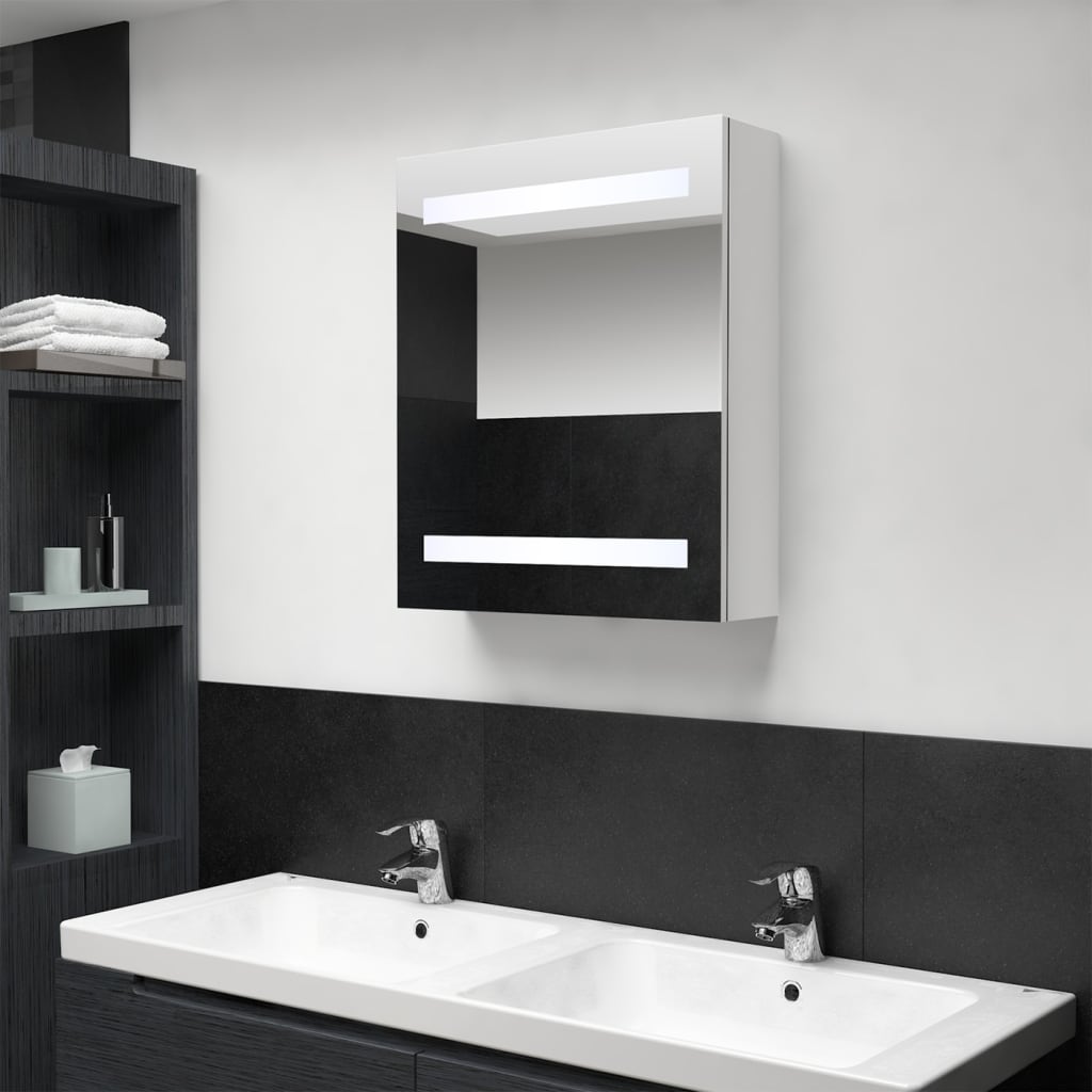 vidaXL Dulap de baie cu oglindă și LED alb strălucitor 50x14x60 cm vidaXL Dulap de baie cu oglindă și LED alb strălucitor 50x14x60 cm