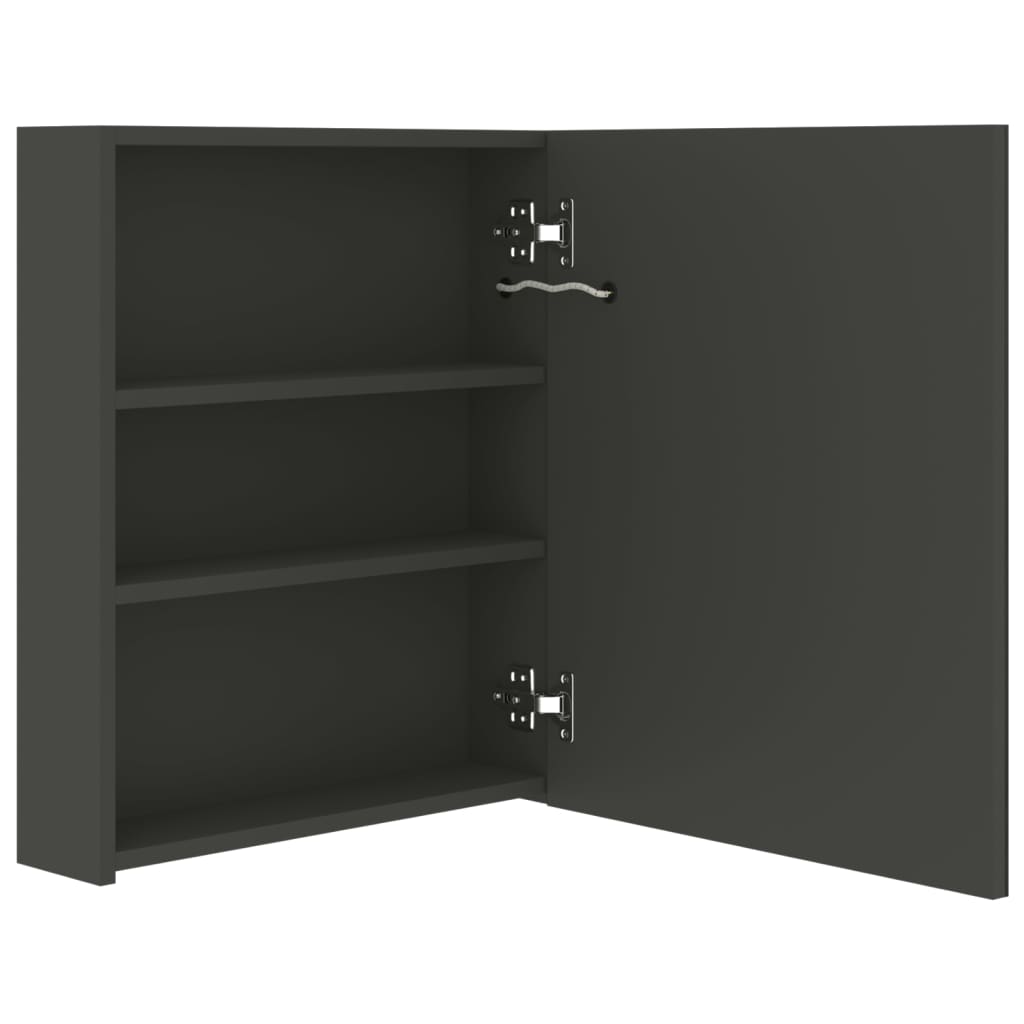 vidaXL Dulap de baie cu oglindă și LED, antracit, 50x14x60 cm vidaXL Dulap de baie cu oglindă și LED, antracit, 50x14x60 cm
