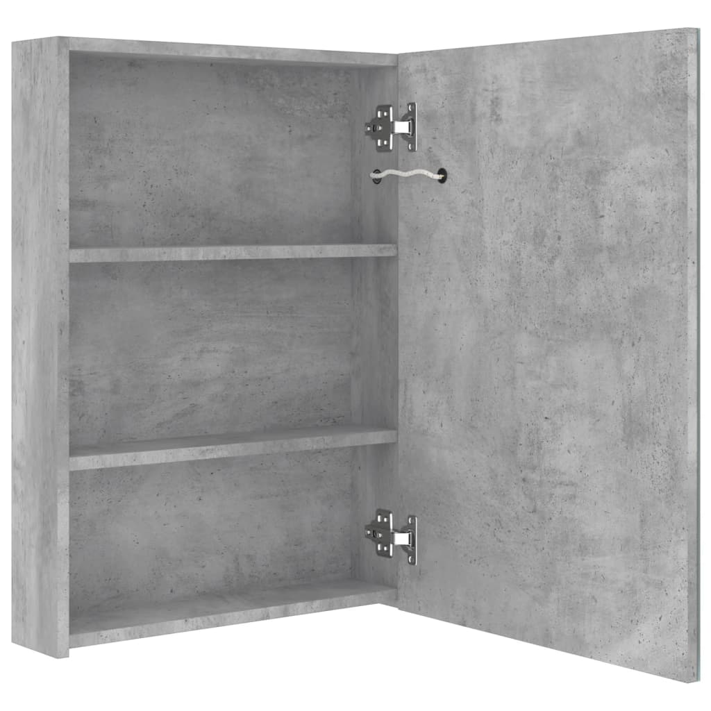 vidaXL Dulap de baie cu oglindă și LED, gri beton, 50x13x70 cm vidaXL Dulap de baie cu oglindă și LED, gri beton, 50x13x70 cm