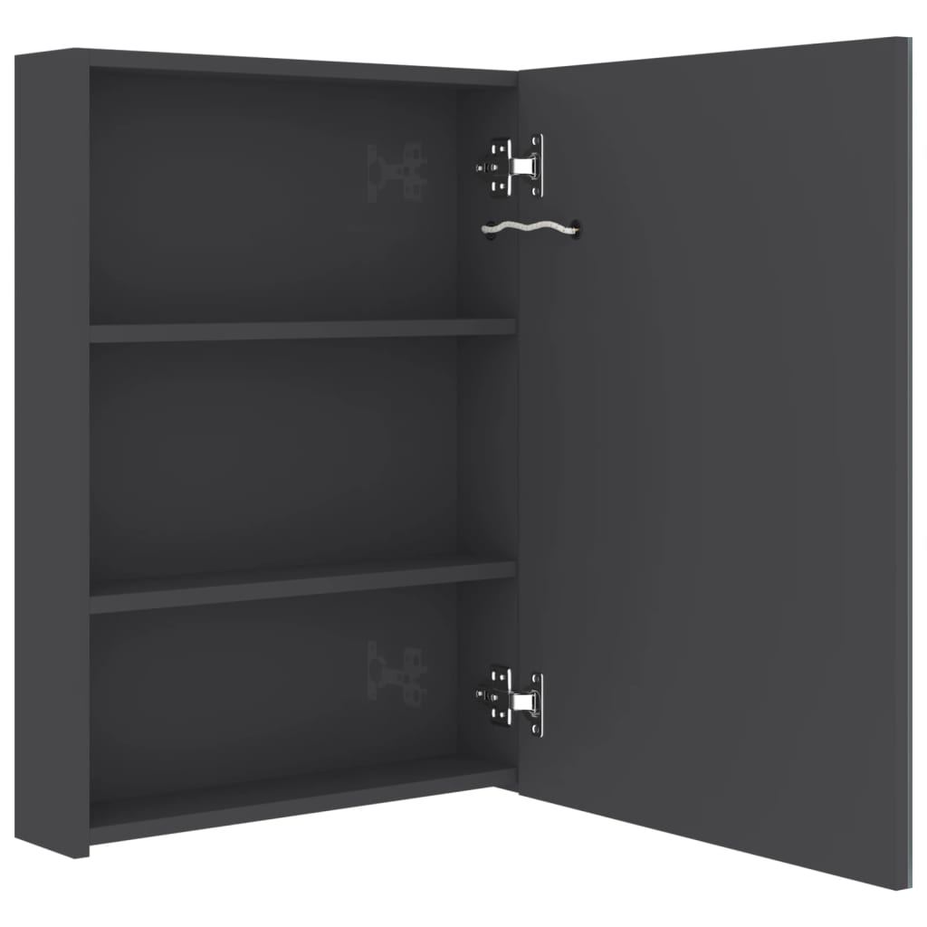 vidaXL Dulap de baie cu oglindă și LED, gri strălucitor, 50x13x70 cm