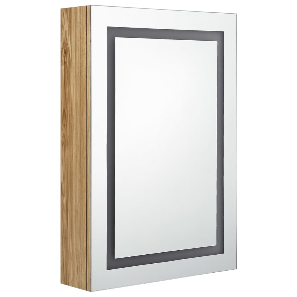 vidaXL Dulap de baie cu oglindă și LED, stejar, 50x13x70 cm
